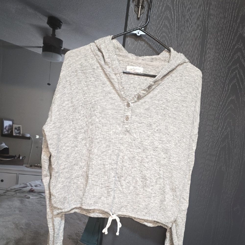 Carly Jean Los Angeles Gray Crop Hoodie